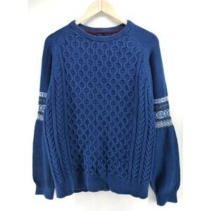 FRENCH CONNECTION Cable Knit Fair Isle‎ Long Sleeve Wool Blend Jumper Large